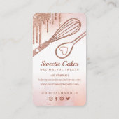 Elegant Roos Gold Glitter Drift Bakery Cupcake Visitekaartje (Achterkant)