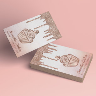 Elegant Roos Gold Glitter Drift Bakery Cupcake Visitekaartje