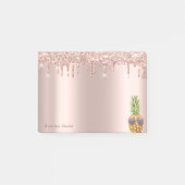 Elegant Roos Gold Glitter Drift Cool Pineappel Post-it® Notes (Voorkant)