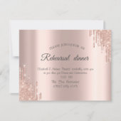 Elegant Roos Gold Glitter Drift Rehearings Dinner Kaart (Voorkant)