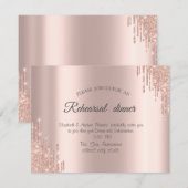 Elegant Roos Gold Glitter Drift Rehearings Dinner Kaart (Voorkant / Achterkant)