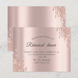 Elegant Roos Gold Glitter Drift Rehearings Dinner Kaart