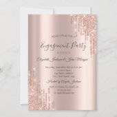 Elegant Roos Gold Glitter Drift Verloving Kaart (Voorkant)