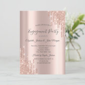 Elegant Roos Gold Glitter Drift Verloving Kaart (Staand voorkant)