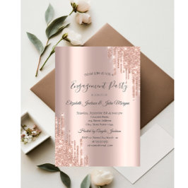 Elegant Roos Gold Glitter Drift Verloving Kaart