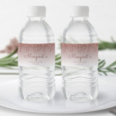 Elegant Roos Gold Glitter Drip 70ste Verjaardagsfe Waterfles Etiket