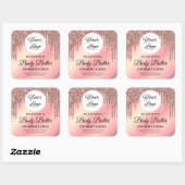 Elegant Roos Gold Glitter Drip Productlabel Vierkante Sticker (Vel)