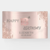 Elegant Roos Gold Glitter Drips 18e verjaardag Spandoek (Horizontaal)