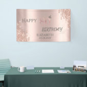 Elegant Roos Gold Glitter Drips 80e verjaardag Spandoek (Beurs)