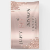 Elegant Roos Gold Glitter Drips 80e verjaardag Spandoek (Verticaal)