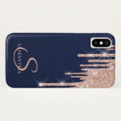 Elegant Roos Gold Glitter Drivers, marineblauw Case-Mate iPhone Case (Achterkant (horizontaal))