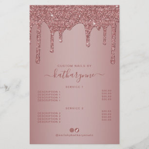 Elegant Roos Gold Glitter Drivers Prijslijst Flyer