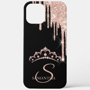 Elegant Roos Gold Glitter druist diamant Tiara Case-Mate iPhone Case