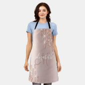 Elegant Roos Gold Glitter druppels monogram Schort (Gedragen)