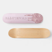 Elegant Roos Gold Glitter druppelt op maat Persoonlijk Skateboard (Horizontaal)