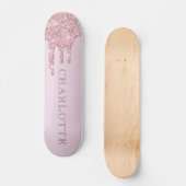 Elegant Roos Gold Glitter druppelt op maat Persoonlijk Skateboard (Voorkant)