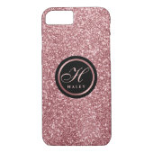 Elegant Roos Gold Glitter Effect Monogram Initiaal Case-Mate iPhone Case (Achterkant)
