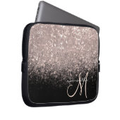 Elegant Roos Gold Glitter en Black Monogramed Laptop Sleeve (Voorkant Rechts)