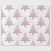 Elegant Roos Gold Glitter en marmer kerstboom Cadeaupapier (Vlak)