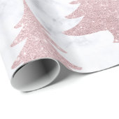 Elegant Roos Gold Glitter en marmer kerstboom Cadeaupapier (Rol Hoek)