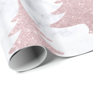 Elegant Roos Gold Glitter en marmer kerstboom Cadeaupapier