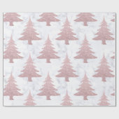 Elegant Roos Gold Glitter en marmer kerstboom Cadeaupapier (Vlak)
