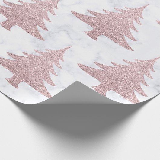 Elegant Roos Gold Glitter en marmer kerstboom Cadeaupapier (Hoek)