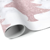 Elegant Roos Gold Glitter en marmer kerstboom Cadeaupapier (Rol Hoek)