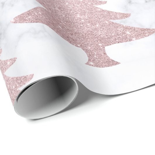 Elegant Roos Gold Glitter en marmer kerstboom Cadeaupapier (Rol Hoek)