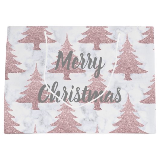 Elegant Roos Gold Glitter en marmer kerstboom Groot Cadeauzakje (Voorkant)
