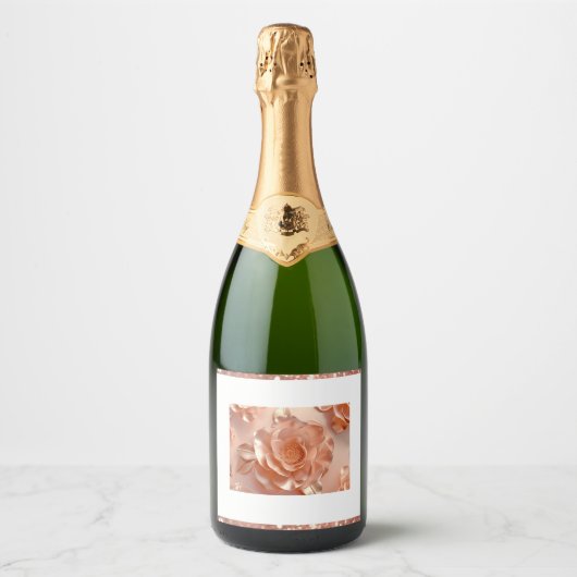 Elegant Roos Gold Glitter Eten & Drinken Label Sparkling Wijnetiket (Voorkant)