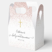 Elegant Roos Gold Glitter First Heilige Communie Bedankdoosjes (Geopend)