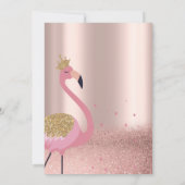 Elegant Roos Gold Glitter, Flamingo Quinceañera in Kaart (Achterkant)