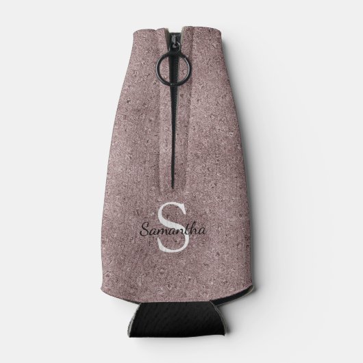 Elegant Roos Gold Glitter Folie Sparkle Monogram Flesjeskoeler (Achterkant)