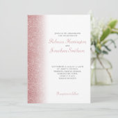 Elegant Roos Gold Glitter Foto Weddenschap Kaart (Staand voorkant)
