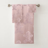 Elegant Roos Gold Glitter Gingerbrood Man Patroon Bad Handdoek (Insitu)