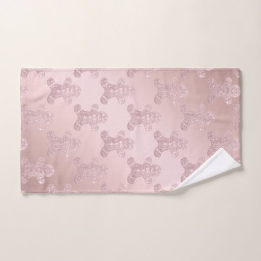 Elegant Roos Gold Glitter Gingerbrood Man Patroon Bad Handdoek (Handdoek)