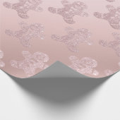 Elegant Roos Gold Glitter Gingerbrood Man Patroon Cadeaupapier (Hoek)