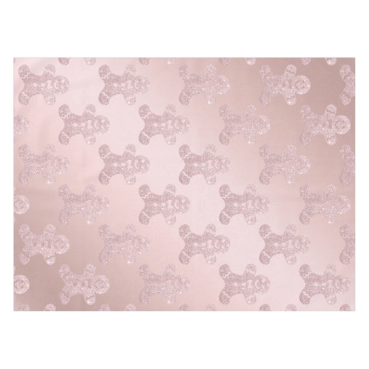 Elegant Roos Gold Glitter Gingerbrood Man Patroon Tafelkleed (Voorkant (Horizontaal))