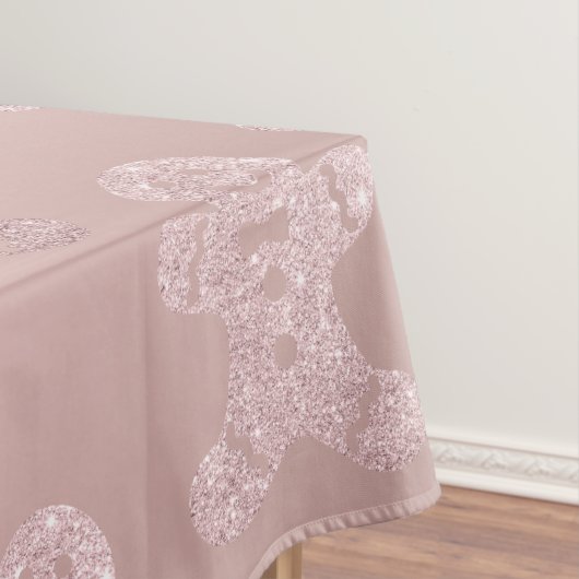 Elegant Roos Gold Glitter Gingerbrood Man Patroon Tafelkleed (Voorbeeld)