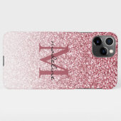Elegant Roos Gold Glitter Girly Monogram iPhone Hoesje (Achterkant horizontaal)