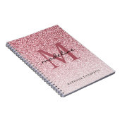 Elegant Roos Gold Glitter Girly Monogram Notitieboek (Rechterzijde)