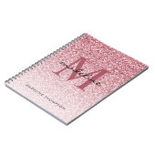 Elegant Roos Gold Glitter Girly Monogram Notitieboek (Linkerzijde)