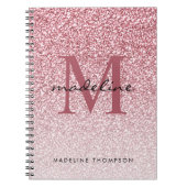 Elegant Roos Gold Glitter Girly Monogram Notitieboek (Voorkant)