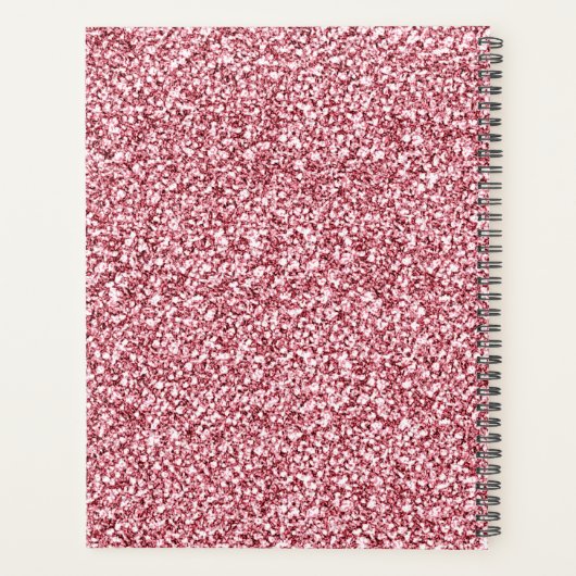 Elegant Roos Gold Glitter Girly Monogram Planner (Achterkant)