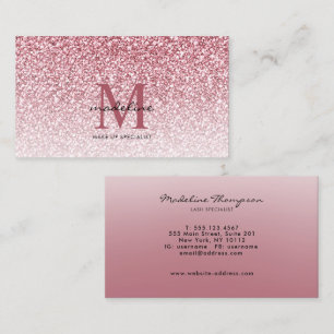 Elegant Roos Gold Glitter Girly Monogram Visitekaartje
