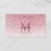Elegant Roos Gold Glitter Girly Monogram Visitekaartje (Voorkant)