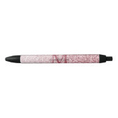 Elegant Roos Gold Glitter Girly Monogram Zwarte Inkt Pen (Voorkant)