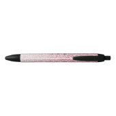 Elegant Roos Gold Glitter Girly Monogram Zwarte Inkt Pen (Achterkant)