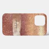 Elegant Roos Gold Glitter Jewels Burgundy Script C Case-Mate iPhone Case (Achterkant (horizontaal))